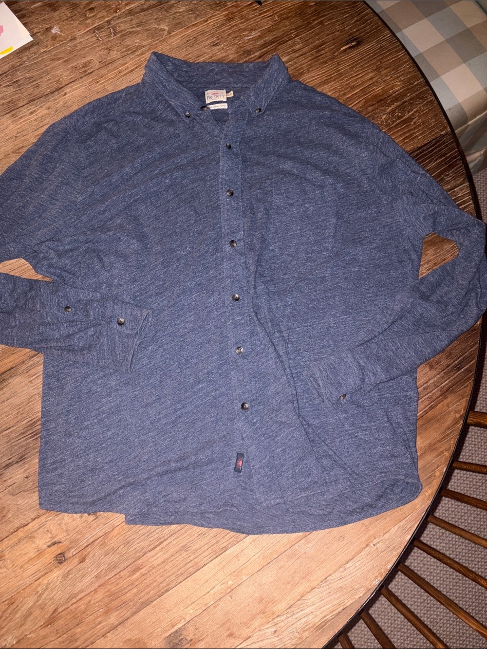 Faherty Men's XXL Navy Button-Down Long Sleeve Shirt